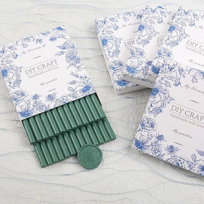 Olive Green Wax Seal Sticks 26pcs Olive Green Wax Sticks Mini Sealing Wax Sticks for Wax Seal Stamp Wedding Invitations Envelopes Christmas Package Gift Decoration (Olive Green)