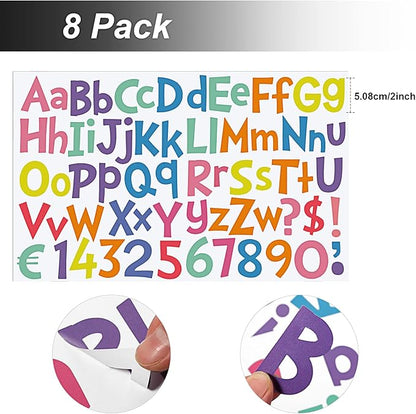TaoBary 544 Pcs 2 Inch 16 Sheets Large Letter Stickers, Upper and Lower Case, Adhesive Vinyl Alphabet Sticker for Bulletin Board, Poster, Bottle, DIY, Notebook(Macaron Tone,2 Inch)