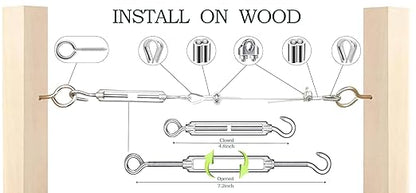 1/8" Wire Rope,100FT 304 Stinless Steel Cable with M5 Turnbuckle-Gardening,Aircraft,Picture Hanging, Clothesline Wire
