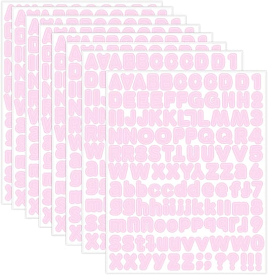 Starboling Pink Alphabet Stickers, 1/2 inch, 10 Sheets, Self-Adhesive Vinyl, Minimalist Style, Perfect for Labels & Decor