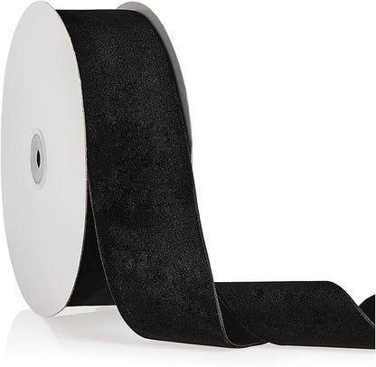 2" X 20 Yards Black Velvet Ribbon for Christmas Tree Wreath Decoration Handmade Crafts Ornaments Gift Wrapping & Bow Making