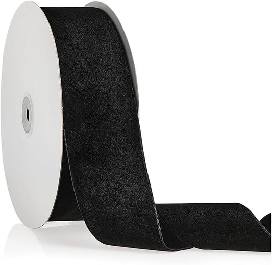 2" X 20 Yards Black Velvet Ribbon for Christmas Tree Wreath Decoration Handmade Crafts Ornaments Gift Wrapping & Bow Making
