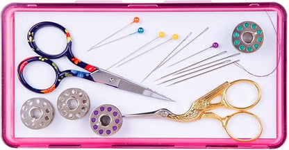 ArtBin 6905AB Sew-Lutions Slim Line Magnetic Box, [1] Small Art & Craft Organizer, Polypropylene Plastic with Magnetic Bottom, Translucent Raspberry
