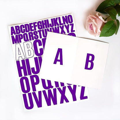 Bemeol Letter Stickers 1560 Pieces 30 Sheets Stick on Vinyl Letters Capital Alphabet Sticker Letter for Craft Bulletin Boards Classroom Home Business Decor(Purple,1 Inch,2 Inch)