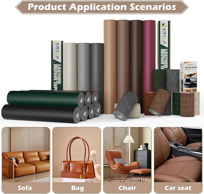 Leather Repair Tape, 16x40 inch Leather Patches for Furniture, Self Adhesive Leather Repair Patch for Sofas, Couches, Leather Covers, Seats, Chairs, Vinyl Repair Tape White