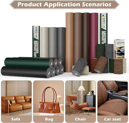 Leather Repair Tape, 23.6x79 inch Leather Patches for Furniture, Self Adhesive Leather Repair Patch for Sofas, Couches, Leather Covers, Seats, Chairs, Vinyl Repair Tape Retro Green
