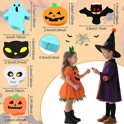90 Pcs Halloween Mini Erasers for Kids, PLULON Goody Bag Fillers Pumpkin Black Cat Bat Skull Ghost Erasers Bulk Novelty Funny Halloween Classroom Trick or Treat Party Favors Gift