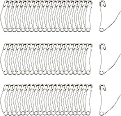 60Pcs Curved Safety Pins Size 4, 2-1/4 inch / 57mm Quilting Basting Pins, Bent Safety Pins for Quilting and Knitting (Sliver)