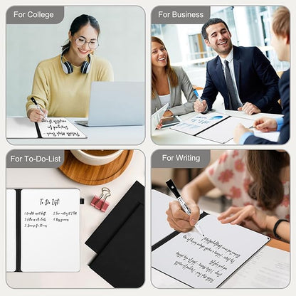 AGM Portable White Board Dry Erase Notebook, 12" x 9" Double Sided Folding Whiteboards with 3 Pens, Small Travel Dry Erase Board Skin-Friendly Material for Study, Meeting, Planning, Dark