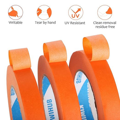 Orange Painters Tape,1 inch x 60 Yards x 5 Rolls (300 Yards Total) - Medium Adhesive Masking Tape for Painting,Labeling,DIY Crafting,Decoration and School Projects