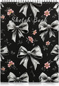 Deokke Sketchbook Top Spiral Bound Sketch Pad, 9 x 12 inch,100GSM Thick Paper,50 Sheets 100 Pages,Art Sketch Book Aesthetic Cute Drawing Writing Paper for Girls Women-Gray Bowknot