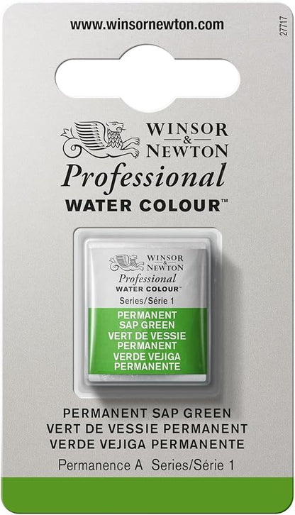 Winsor & Newton Professional Water Colour Paint, Half Pan, Permanent Sap Green