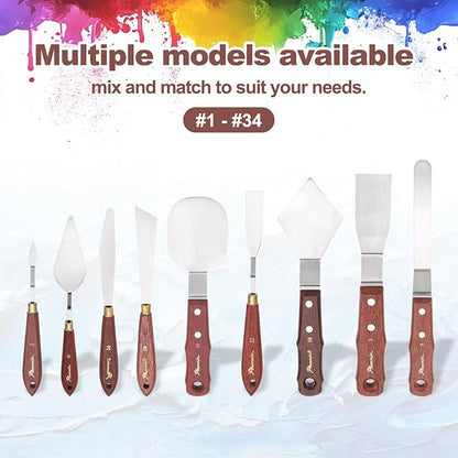 MECCANIXITY Pack of 1 Palette Knife No.2, 6.7" Long Palette Knives with Stainless Steel Flexible Spatula Pallet Knife and Wood Handle for Scraping, Mixing, Oil Acrylic Painting Canvas