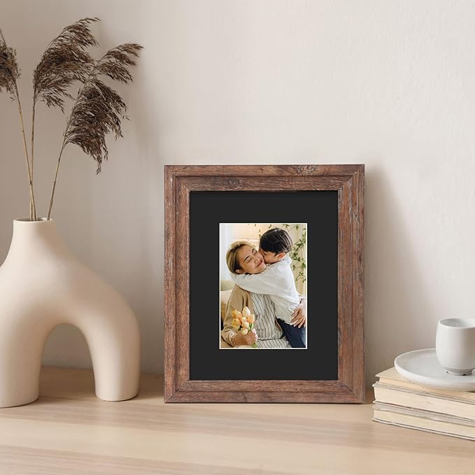 ZBEIVAN 8x10 Black Picture Mats with Core Bevel Cut Frame Mattes for 5x7 Pictures - Pack of 5
