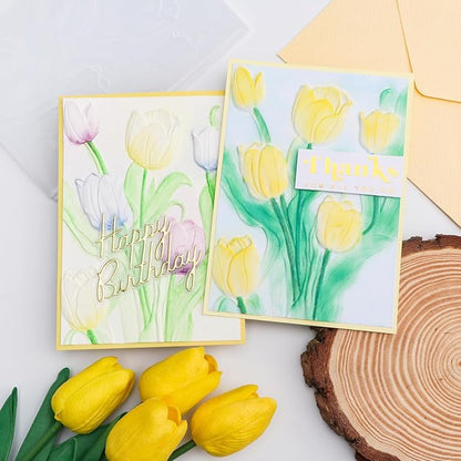 BAOFALI 3D Flowers Theme Plastic Embossing Folders Tulip for DIY Scrapbooking Photo Album Card Paper Craft Decoration for Card Making,Embossing Template Paper Card Embossing Stencil
