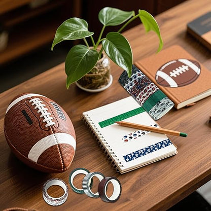 12 Rolls Football Washi Tape Sports Rugby Masking Tape Sport Decorative Tape for Scrapbook Journaling DIY Art Craft Party Decor Gifts Wrapping 16.4FT