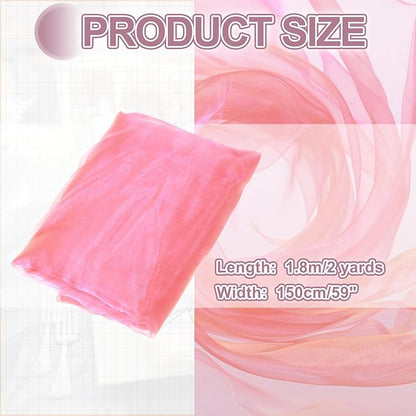 MECCANIXITY Iridescent Sheer Organza Fabric, 2 Yards x 59 Inches Solid Holographic Shiny Fabric Organza Cloth for Wedding, Curtains, Costume, Photo Background, Gradient Fluorescent Orange