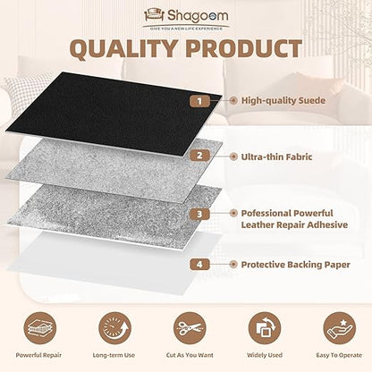 Suede Repair Patch, 17X79 Inch Fabric Large Repair Tape, Self-Adhesive Patches for Furniture, Sofa, Car Interior, Shoes, Hand Bag, Clothing (Brown, 17X79 Inch)