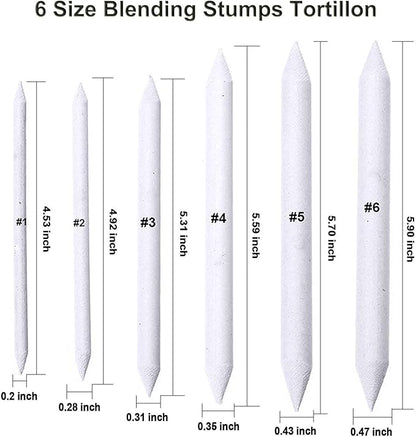 Cettkowns 36 Pieces Artist Blending Stump and Tortillion Art Blenders for Student Sketch Drawing