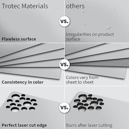 Trotec TroLase Lights | 24"x12"x1/250"(0.1mm thick) | Adhesive-Backed Flexible Laser Engraving Sheet/Film for Decal & Label | Double Color Plastic Sheet for Engraving | Smooth Silver/Black | 10pcs