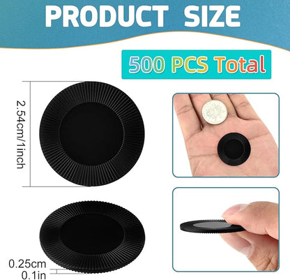 Coopay 500 Pieces Plastic Poker Chips, 1 Inch Bingo Chips Bulk Learning Counters Disks Poker Card Game, Counting Markers for Math Practice, Game Tokens and Teaching Rewards, 25 mm (Black)