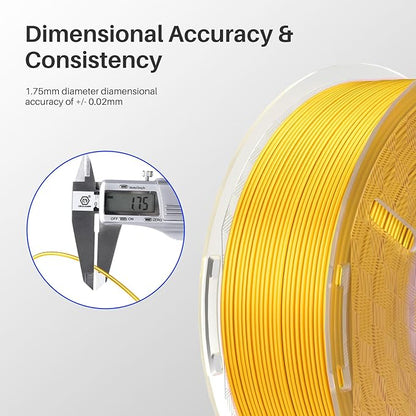 ELEGOO Silk PLA Filament 1.75mm Gold 250g, Shiny 3D Printer Filament Dimensional Accuracy +/- 0.02mm, 250g Spool Fits for Most FDM 3D Printers