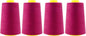 Mandala Crafts 4 Pack of Serger Threads Cones Spools - 40S/2 24000 Yards Polyester Magenta Threads for Sergers Machine and Overlock Quilting Sewing Machine