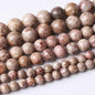 90PCS 4MM Flowery Cowry Fossil Beads Round Loose Stone Beads for Jewelry Making DIY Energy Stone Healing Power Bracelet 15"