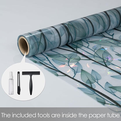 DKTIE Nature Pattern Rainbow Window Film Decorative Stained Glass Window Film Static Cling Films Easy Apply Removable Comes with Tools (U1747-rainbow, 17.7" x 118.1")