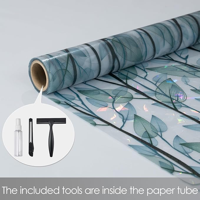 DKTIE Nature Pattern Rainbow Window Film Decorative Stained Glass Window Film Static Cling Films Easy Apply Removable Comes with Tools (U1747-rainbow, 17.7" x 78.7")