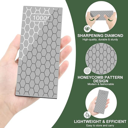 Diamond Sharpening Stone, 5 Pcs Knife Sharpener Stone with Non-Slip Base, Diamond Sharpening Plate for Scissors Pocket Knife Outdoor Kitchen Sharpening Tools (400/600/800/1000/1200 Grit)