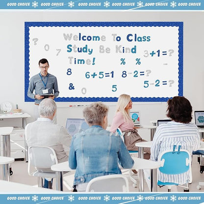 221 Pcs Classroom Bulletin Board Letters Colorful Alphabet Cutouts Number and Punctuation Symbol Combo Letter Cutouts for Wall Chalkboard Poster Board Decor(Blue Glitter Round)