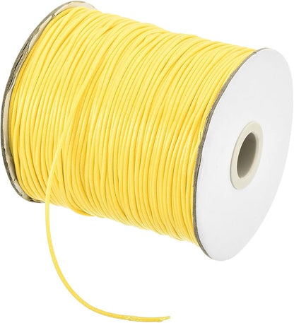 MECCANIXITY Waxed Cord 1.5mm Waxed Polyester Cord 175 Yard Wax String for Bracelet Making,Necklaces, Beading,Jewelry Making and DIY Crafts(Light Yellow)