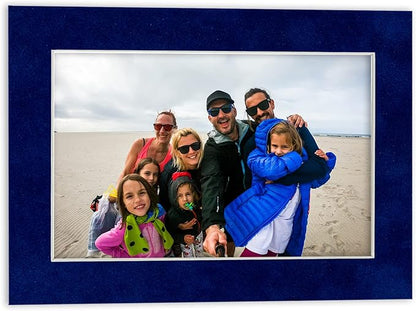 8x10 Mat Bevel Cut for 5x8 Photos - Acid Free Brooke Blue Suede Precut Matboard - For Pictures, Photos, Framing - 4-ply Thickness