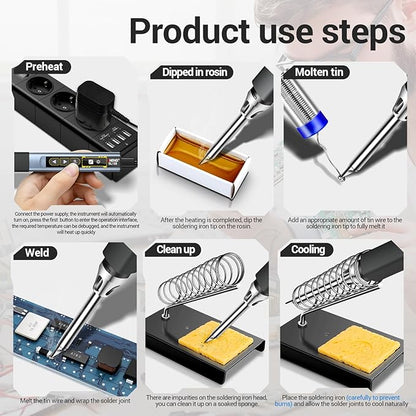 Soldering Iron Kit, Portable Corded Soldering Iron 95W 3S Fast Heating 212-842℉, Pre-set 3 Groups Temperature Portable Welding Tools for Metal Electric Repairs DIY (SL108)
