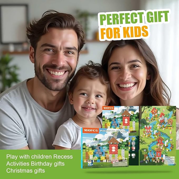 Magnetic Blocks 100 PCS Magnetic Building Blocks, 3+ STEM Montessori Sensory Toys, Magnetic Cube for for 3 4 5 6 7 8 9 10 11 12 8-12 Years Old Boys & Girls Birthday Gifts