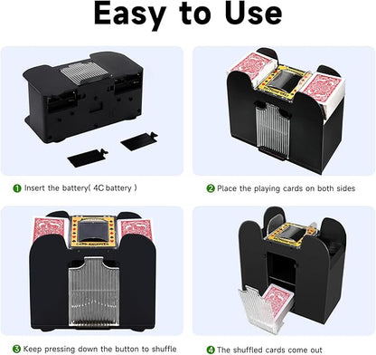 Unniweei Automatic Card Shuffler, Battery-Operated Electric Shuffler, Casino Card Game for Poker, Home Card Game, UNO, Phase10, Texas Hold'em, Blackjack, Home Party Club Game