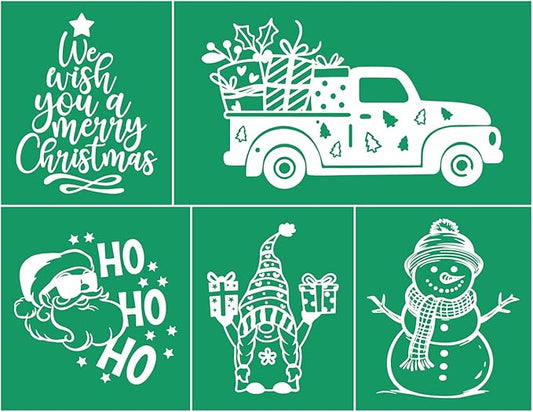 JAJADO Christmas Wish Silk Screen Stencils Reusable Self Adhesive Stencil Silk Screen Transfers Snowman Gnome Screen Print Stencil Holiday for Crafts on Wood, Fabric, Glass, Mug, DIY Christmas Decor