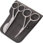 Small Embroidery 4.5 Inch Scissors Set of 2 Kit - Mini Double Bend Offset Duckbill and Double Bend Long Applique Needlepoint Blade with Pouch Sleeve (Satin)