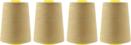 Mandala Crafts 4 Pack of Serger Threads Cones Spools - 20S/2 24000 Yards Polyester Khaki Threads for Sergers Machine and Overlock Quilting Sewing Machine