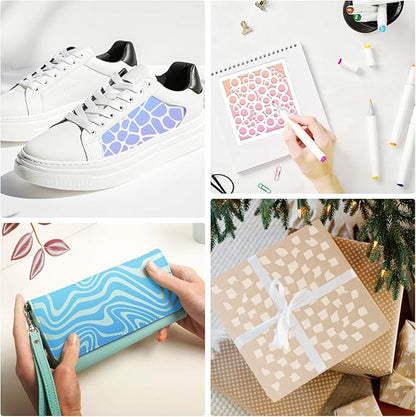 16Pcs Layering Stencils for Painting, 6"x6" Paint Stencils Mixed Texture Bubble Dot Waves Stone Crackle Splatter Geometric Stencil, Stencil for Painting on Wood DIY Art Crafts