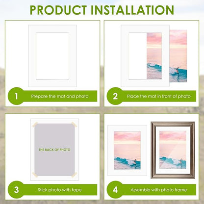 18 Pack Picture Mats, 8x10 for 6x8 Picture Frame Mats, Acid Free Core Bevel Cut Picture Frame Mattes for Photos Artworks Prints (White)