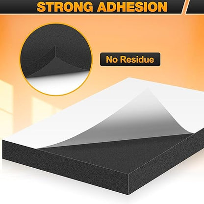MYFAMIREA 4 PCS Adhesive Foam Padding Sheets Closed Cell Self Adhesive Sticky Foam Pads, 3/4" Thick 12'' x 12'' Neoprene Rubber Sheets Non-Slip Insulation Pads Vibration for Furniture Craft Car, Black