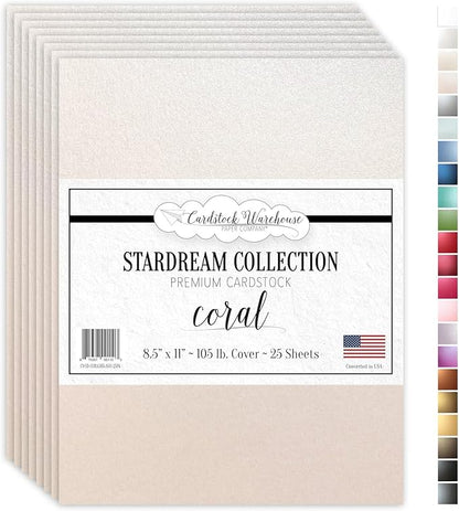 Cardstock Warehouse Stardream Coral Cardstock Paper - 25 Sheets, 8.5 x 11" – 105 lb / 284 GSM Premium Metallic Coral Card Stock for High-end Printing, Card Making, Die-cutting & DIY Projects