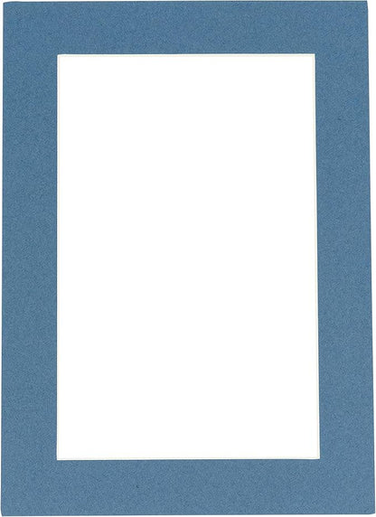 8x10 Mat Bevel Cut for 5x8 Photos - Acid Free Steel Blue Precut Matboard With Backing Board and Crystal Clear, Self Seal Photo Mat Bag - For Pictures, Photos, Framing - 4-ply Thickness