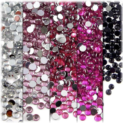 The Crafts Outlet 5-PK Set (7,200-Piece), Round 3mm Rhinestones, Flatback, Red Tones 2