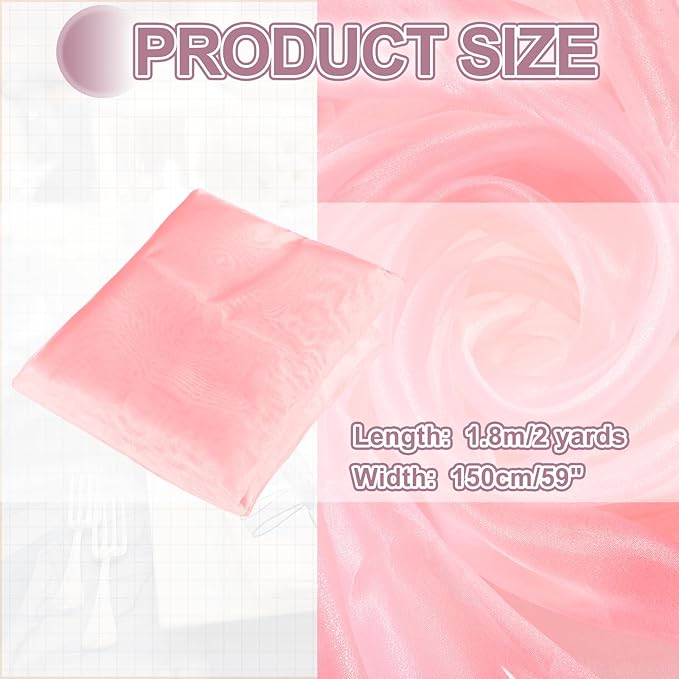 MECCANIXITY Iridescent Sheer Organza Fabric, 2 Yards x 59 Inches Solid Holographic Shiny Fabric Organza Cloth for Wedding, Curtains, Costume, Photo Background, Dark Pink