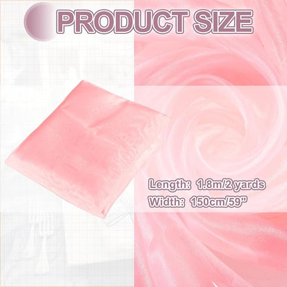 MECCANIXITY Iridescent Sheer Organza Fabric, 2 Yards x 59 Inches Solid Holographic Shiny Fabric Organza Cloth for Wedding, Curtains, Costume, Photo Background, Dark Pink