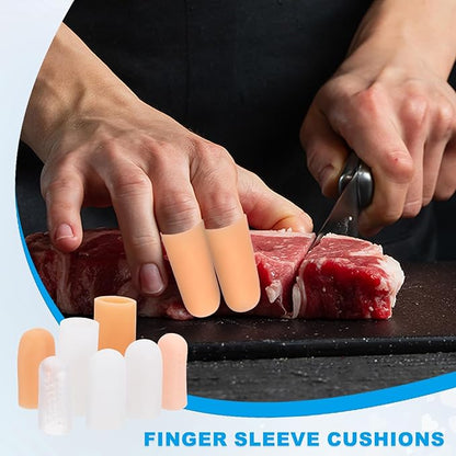 PATIKIL Gel Finger Cots 2"x0.79", 14 Pcs Silicone Finger Protector Support Finger Sleeve Cushions Thumb Protector Covers Fingertip Caps Gloves for Finger Cracking, Beige