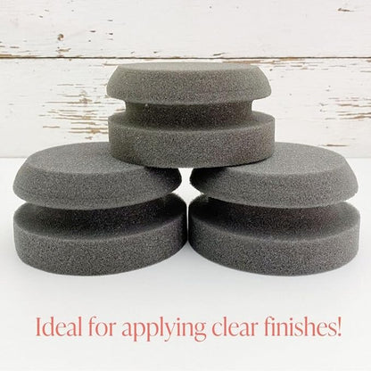 Chalk Style Painting Sponges - Set of 3-4” Round Reusable Handheld Sponge for Smooth Furniture Paint & Top Coat Application with No Brush Strokes - Washable Multi-Use Paint Applicator